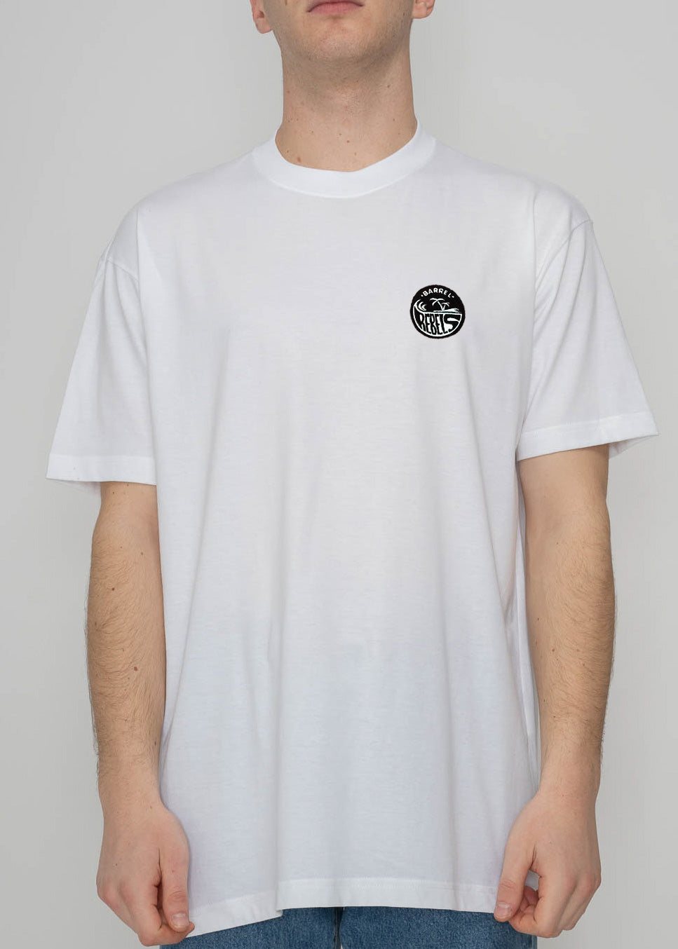 WHITE X EMBROIDERED REBELS T-SHIRT